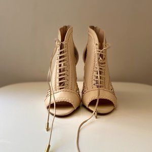 Avec Les Filles Lace Joyce Lace Up Open Toe Heels